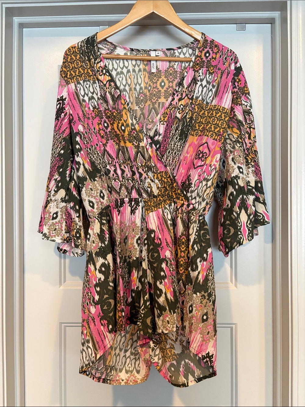 Elan Pink, Olive & Gold Printed Romper